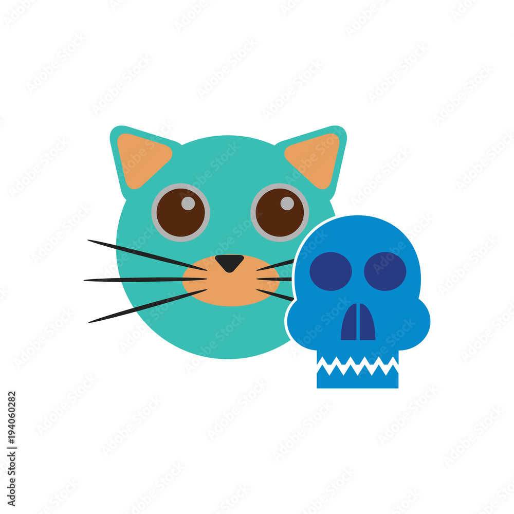Skull Cat Logo Icon Design