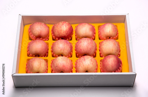 A box of fresh apples photo