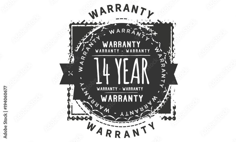 14 years warranty icon vintage rubber stamp guarantee