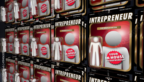 Intrepreneur In-House Self Starter Business Action Figures 3d Illustration photo