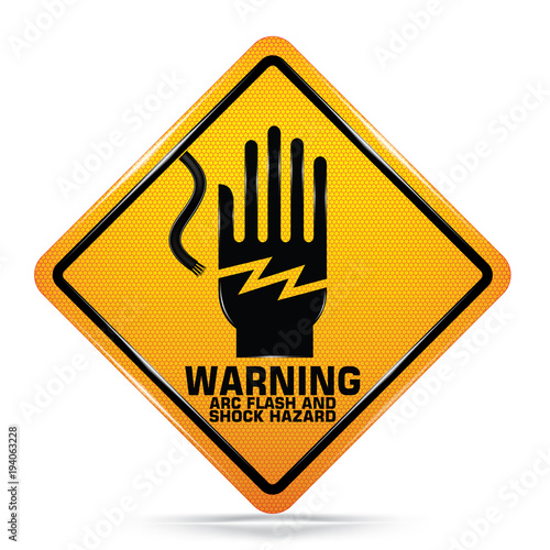International Arc Flash and Shock Hazard symbol, Yellow Warning Dangerous icon on white background, Attracting attention Security First sign, Idea for,graphic,web design,EPS10.