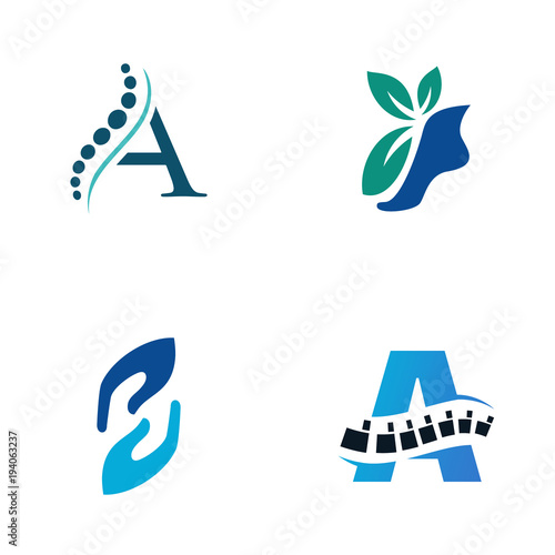 physical therapy logo vector icon illustration collection
