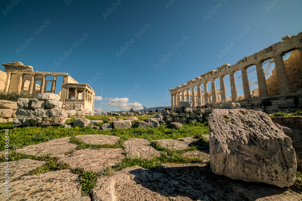 Parthenon Acropolis and Caryatids temple of Athens Archaeological Place