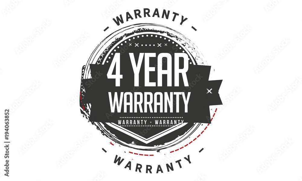 4 years warranty icon vintage rubber stamp guarantee