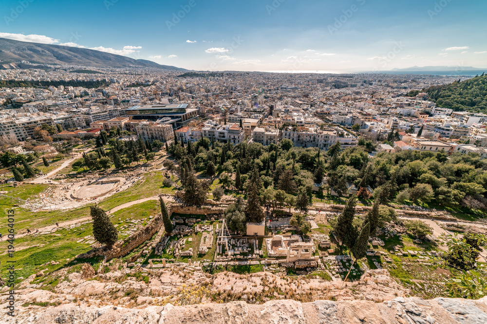 Aerial view of Athens city, from Parthenon Acropolis, Greece