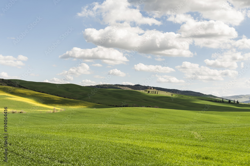 Fototapeta premium Fields, pastures and farmhouse