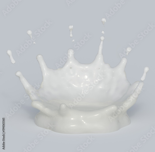 Milk splash element,3d illustration isolated on white background