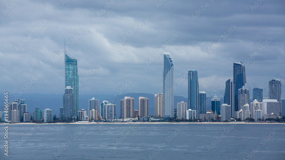 Beautiful over the water view of the Gold Coast, Queensland, Australia