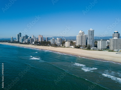 Aerial view of Gold Coast at sunrise, Queensland, Australia