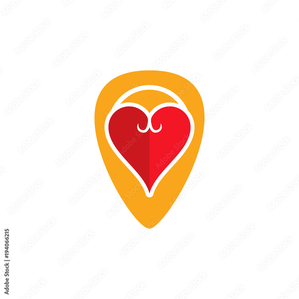 Love Pin Logo Icon Design