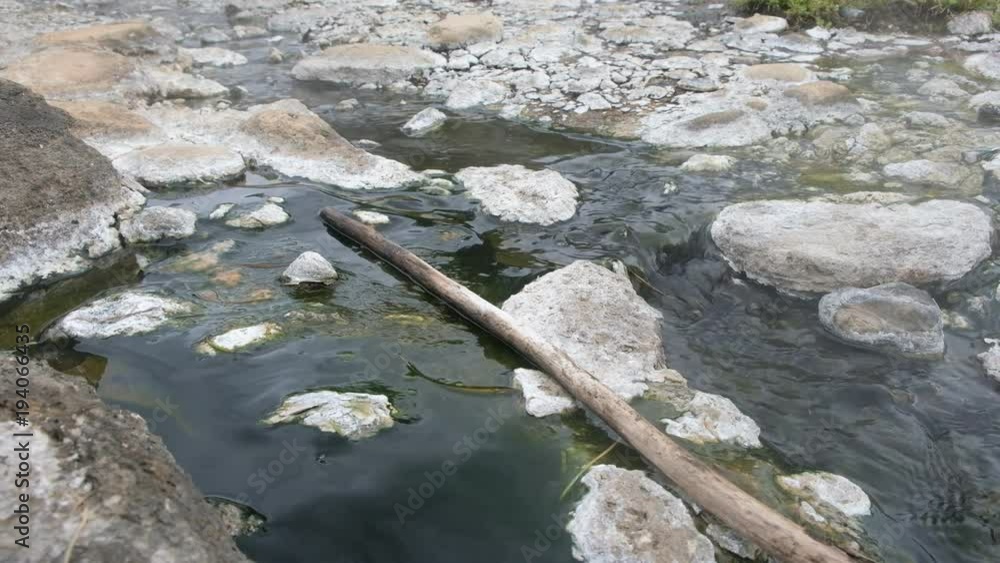 Hot springs with rocks in the morning. Hot springs with rocks in the morning.
