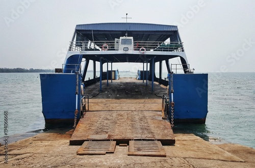 Ferry Boat transport  the car and people cross the island photo