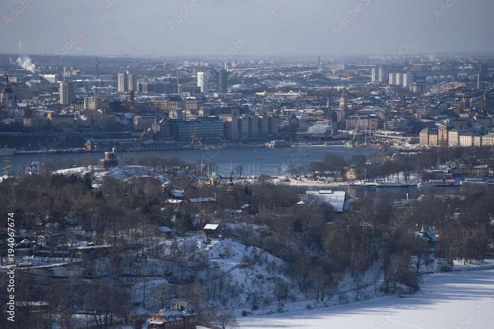View over Stockholm a cold winter day