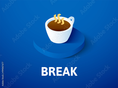 Break isometric icon, isolated on color background