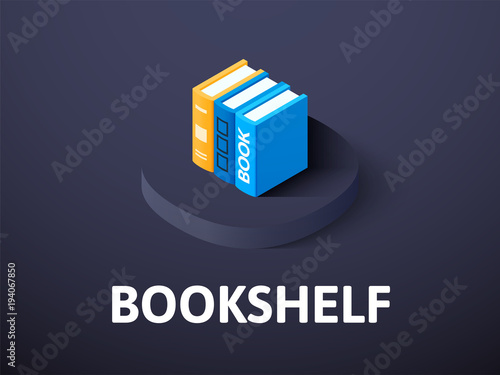 Bookshelf isometric icon, isolated on color background