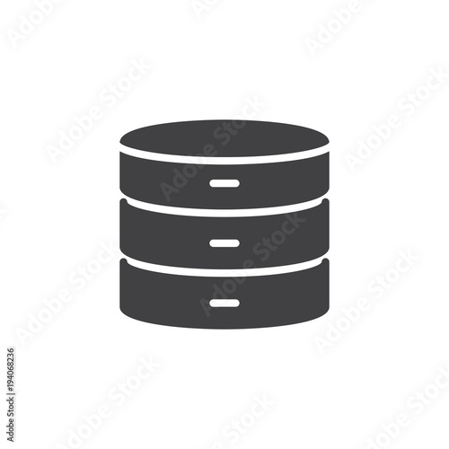 Database server vector icon. filled flat sign for mobile concept and web design. Data center simple solid icon. Symbol, logo illustration. Pixel perfect vector graphics