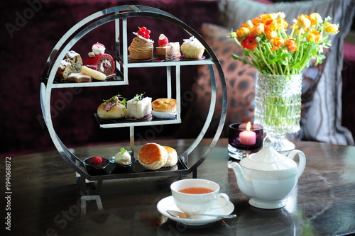 Traditional afternoon tea set with elegant luxury presentation