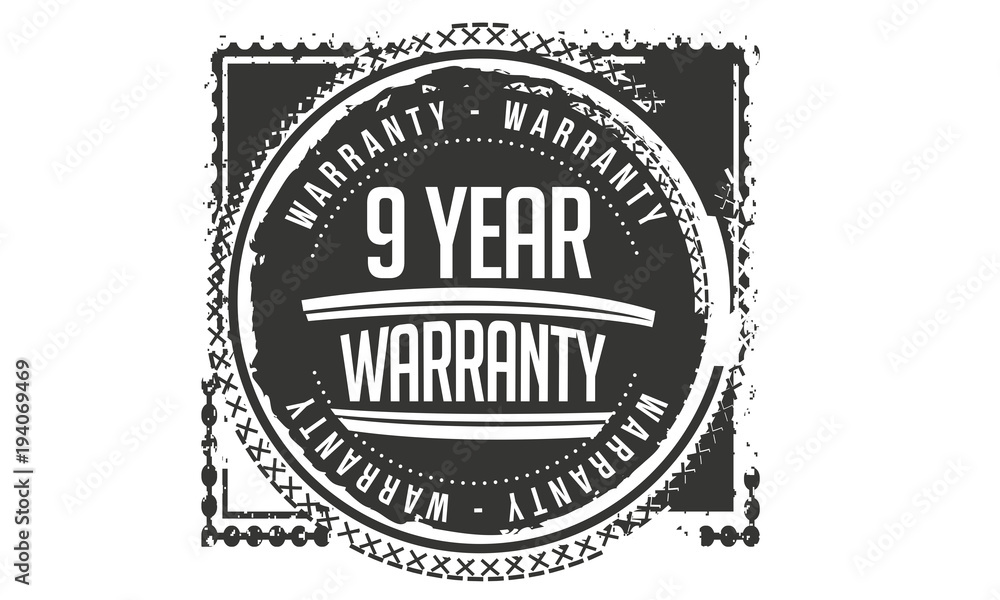 9 years warranty icon vintage rubber stamp guarantee