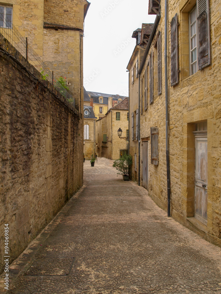Houses, streets and alleys in the picturesque medieval town Sarlat-la-Canéda in France