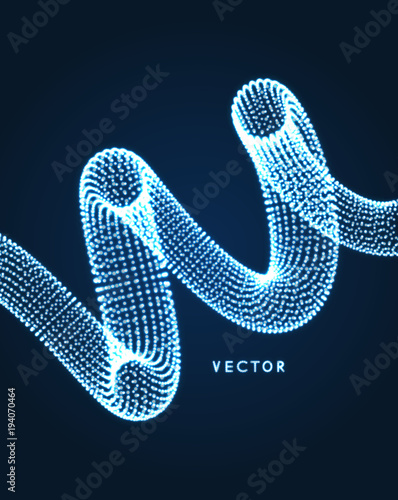 Spiral. Connection Structure. Abstract grid design. 3d vector Illustration for science, technology.