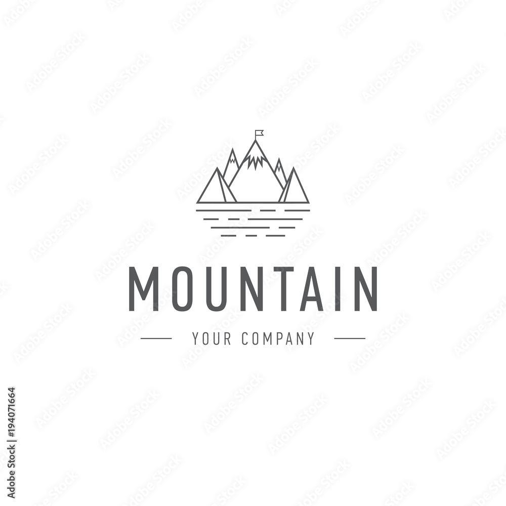 Mountain logo template travel and adventure business. Outdoor explorer badge. Illustration of outdoor explorer label.