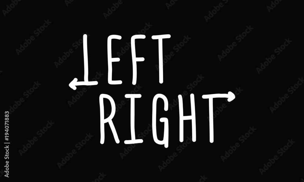 Left and Right Typography with Arrows in Handwritten Comic Style Font