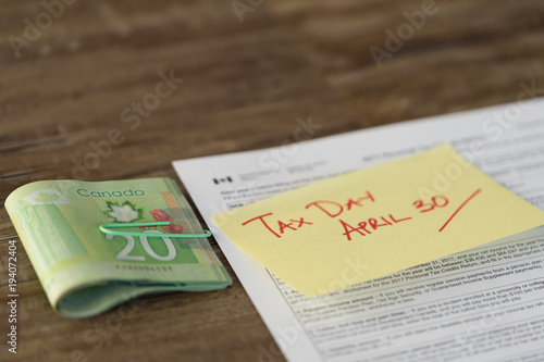Canada Tax Form with Cash for Refund  - Tax Deadline is April 30