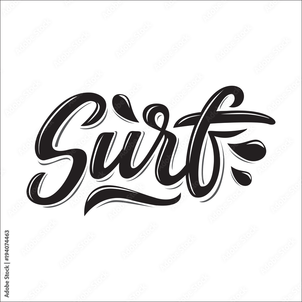 Surf lettering logo in graffiti style isolated on white background ...