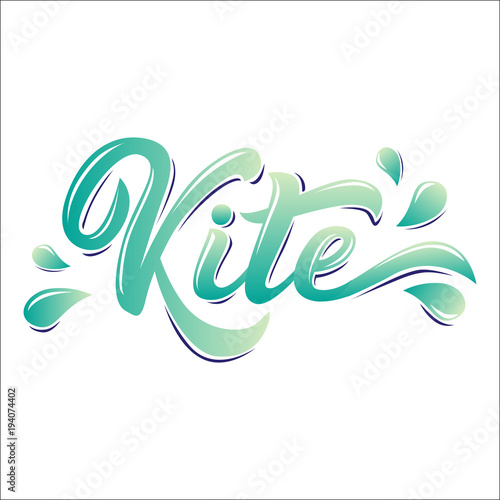 Kite board lettering logo in graffiti style isolated on white background. Vector illustration for design t-shirts, banners, labels, clothes, apparel, water extreme sports competition.