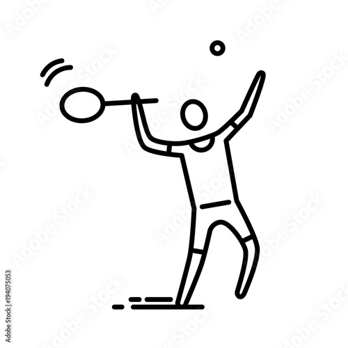 Thin line icon. Tennis or badminton player.