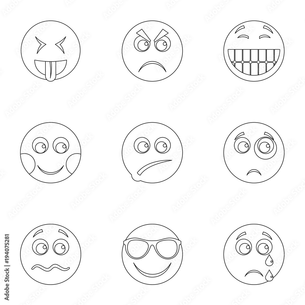 Front side icons set. Outline set of 9 front side vector icons for web isolated on white background Front side icons set. Outline set of 9 front side vector icons for web isolated on white background