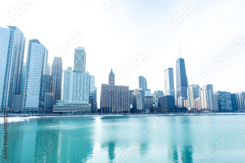 Chicago downtown panorama by the lake © pyzata