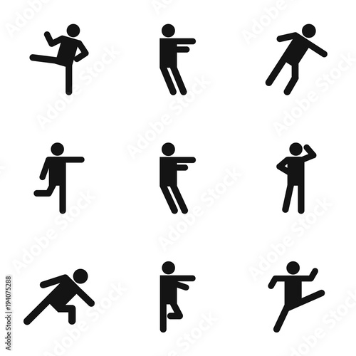 Physical activity icons set. Simple set of 9 physical activity vector icons for web isolated on white background