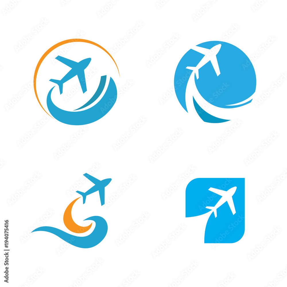 set of travel airplane logo template set of travel airplane logo template