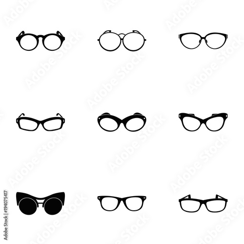Protective eyewear icons set. Simple set of 9 protective eyewear vector icons for web isolated on white background