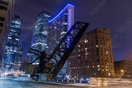 Old closed KInzie Bridge in Chicago downtown