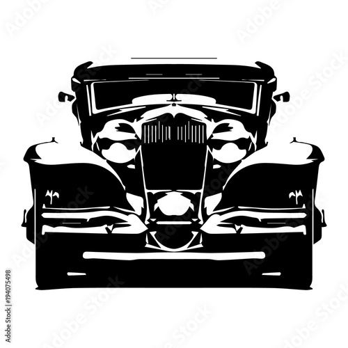 Vector hi-detailed silhouette retro styled hotrod isolated on white background.