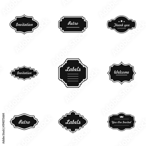 Welcome card icons set. Simple set of 9 welcome card vector icons for web isolated on white background