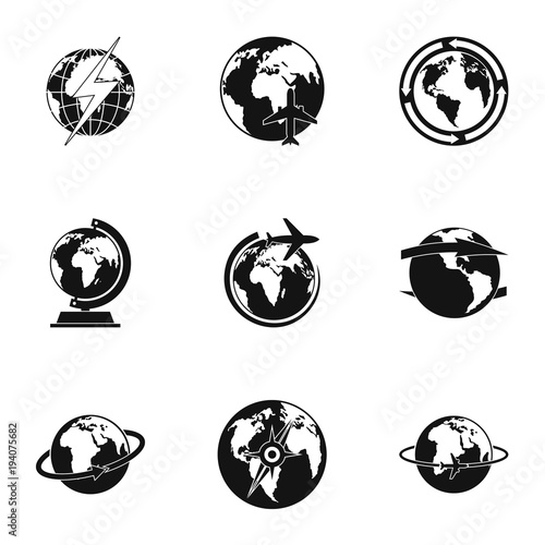 World icons set. Simple set of 9 world vector icons for web isolated on white background