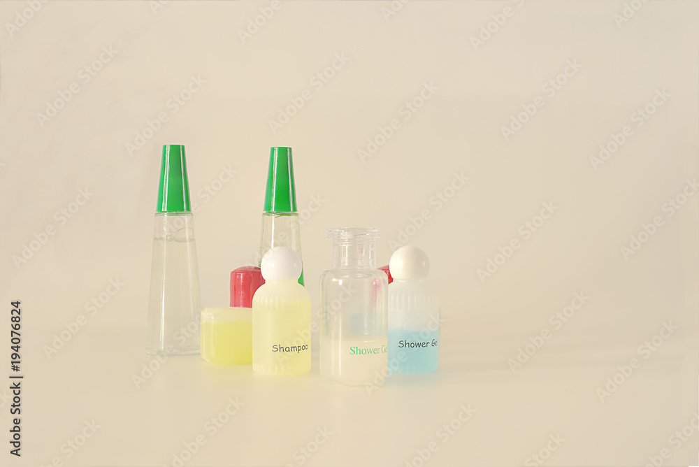 Plastic bottles were placed on a white background. Plastic bottles were placed on a white background.