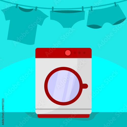 Washing Machine Home Appliances Scene Illustration