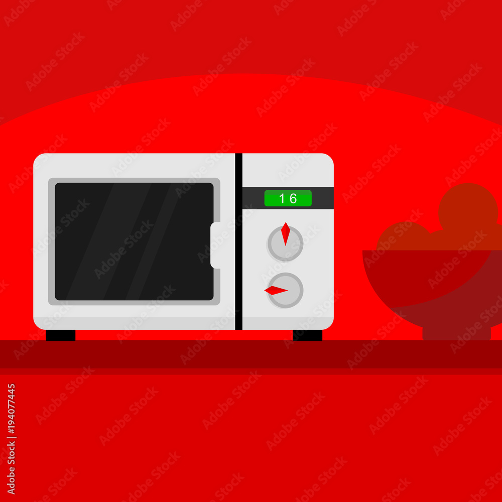 Obraz premium Microwave Kitchen Home Scene Illustration