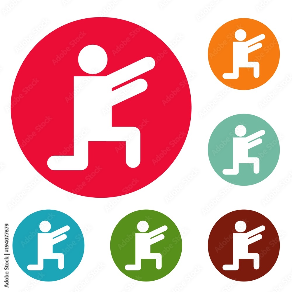 Stick figure stickman icons circle set vector isolated on white background