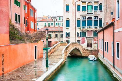 Scenic canal with bridge in Venice, Italy. © smallredgirl