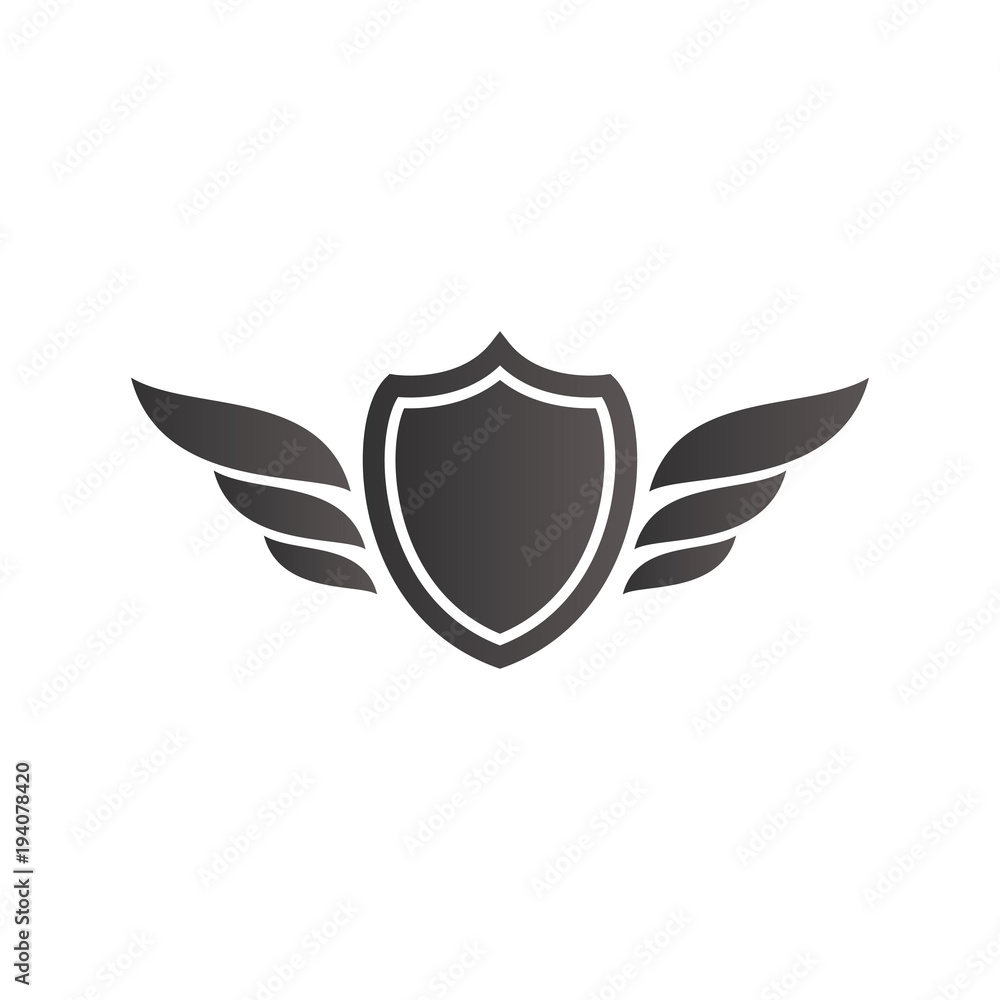 shield with wing logo design in gradient color style on white background, shield with wing icon, logo design template, symbol for company shield with wing logo design in gradient color style on white background, shield with wing icon, logo design template, symbol for company