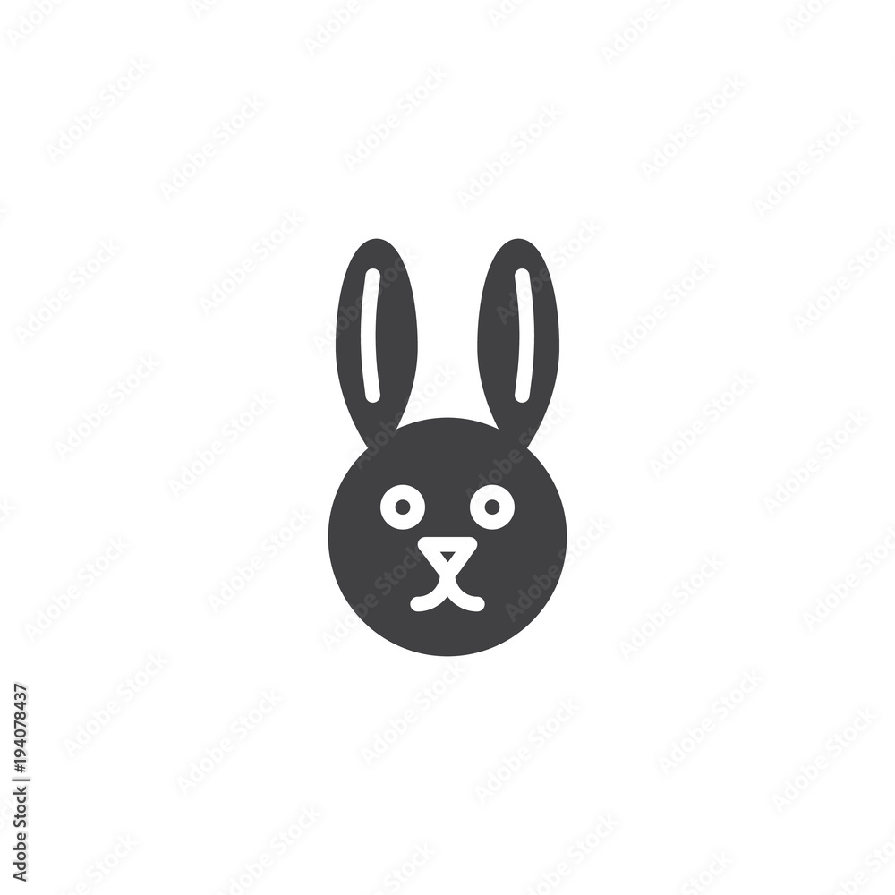 Fototapeta premium Rabbit animal vector icon. filled flat sign for mobile concept and web design. Hare head simple solid icon. Symbol, logo illustration. Pixel perfect vector graphics