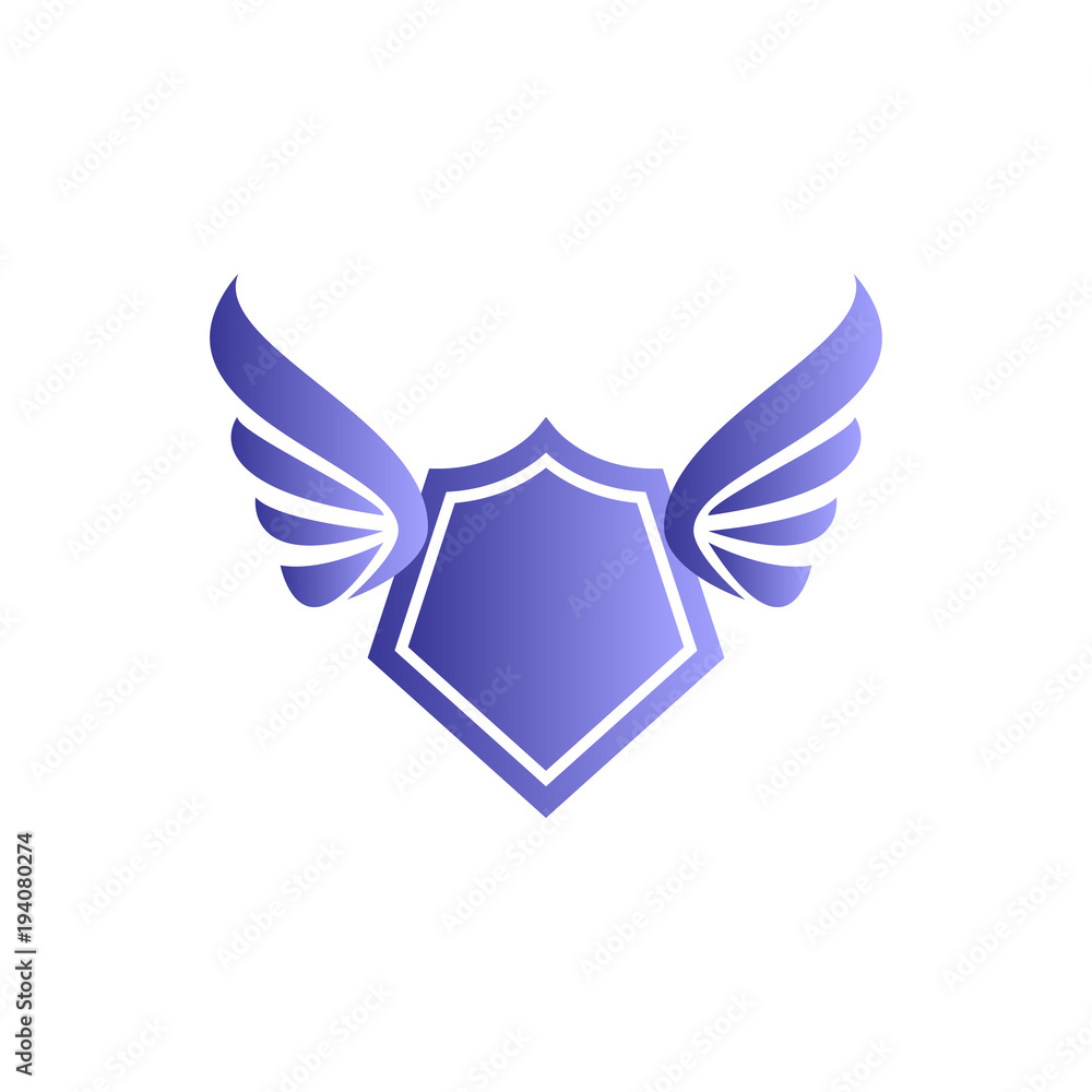 shield with wing logo design in gradient color style on white background, shield with wing icon, logo design template, symbol for company shield with wing logo design in gradient color style on white background, shield with wing icon, logo design template, symbol for company