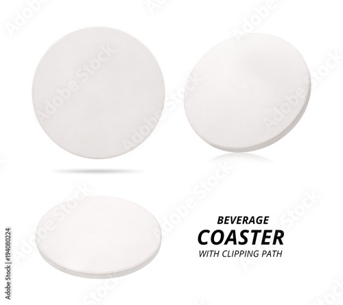 Set of ceramic beverage coaster isolated on white background. Ceramic pad for put your mug. ( Clipping path ) photo