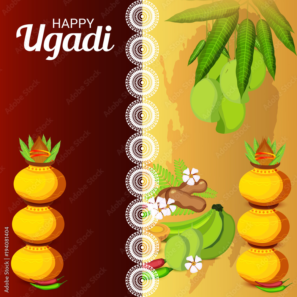 Fototapeta premium Happy Ugadi (Hindu New Year).