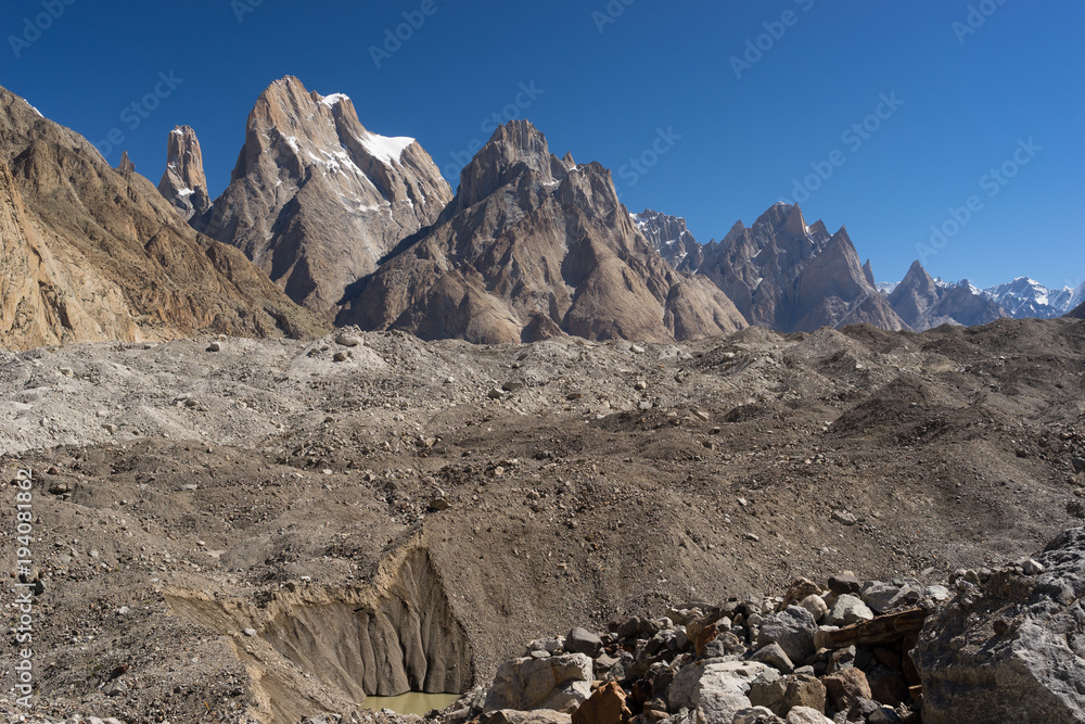 Fototapeta premium Trango tower family in Karakoram range, K2 trek, Pakistan
